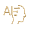 Ai o. Ki Lösungen Golden Icon mit AI und Kopf als fusion