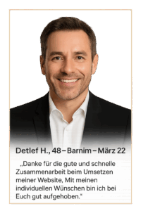 Testimonial Dtel H. - 48 Jahre aus Barnim in einem schwarzen Sakko und weißen Hemd